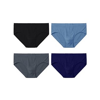 Solid Briefs for Men's High-Waisted Comfortable Breathable Knitted Underwears 4 Packs