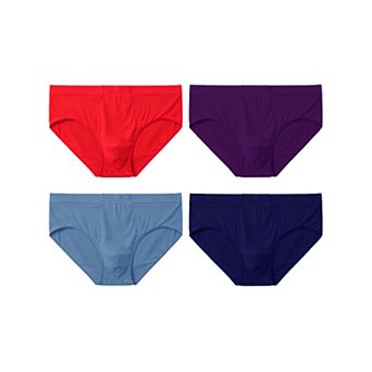 Solid Briefs for Men's High-Waisted Comfortable Breathable Knitted Underwears 4 Packs
