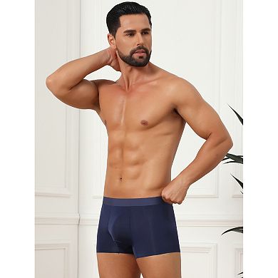 Boxer Brief for Men's Solid Color Elastic Waistband Lightweight Breathable Underwear