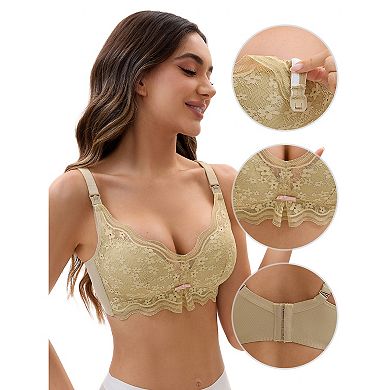 3 Packs Nursing Bra for Women's Lace V Neck Wirefree Light and Breathable Bralette