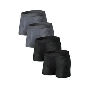 Hollow Mesh Boxer Shorts for Men's Mid Rise Lightweight Breathable Solid Underwears 4 Packs