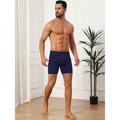 Elastic Waistband Underwear for Men's Soft Breathable Mid-Waisted Solid Boxer Shorts