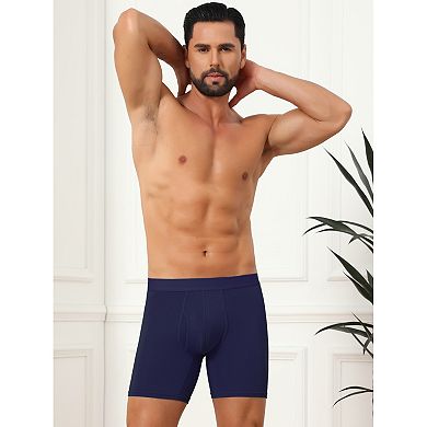 Elastic Waistband Underwear for Men's Soft Breathable Mid-Waisted Solid Boxer Shorts