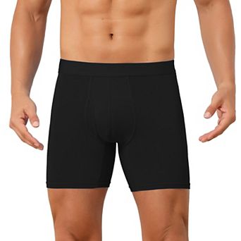 Elastic Waistband Underwear for Men's Soft Breathable Mid-Waisted Solid Boxer Shorts