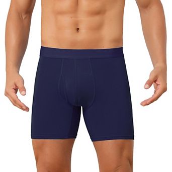 Elastic Waistband Underwear for Men's Soft Breathable Mid-Waisted Solid Boxer Shorts