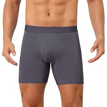 Elastic Waistband Underwear for Men's Soft Breathable Mid-Waisted Solid Boxer Shorts