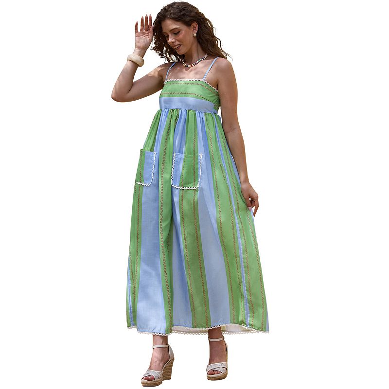 kohls beach dresses Striped Slip Maxi Dress for Women's Summer Vacation Spaghetti Strap Color:Other Colors (Leaving a note) Whether youre a beach Black Dress Shirt Grey Luxury kids fashion India