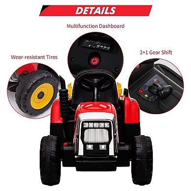 12V Kids Ride on Tractor with Trailer & Remote Control, Electric Tractor for Toddlers Ages 3-6