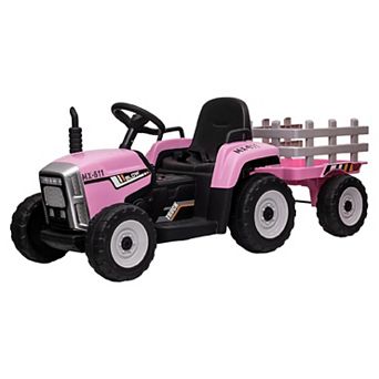 12V Kids Ride on Tractor with Trailer & Remote Control, Electric Tractor for Toddlers Ages 3-6