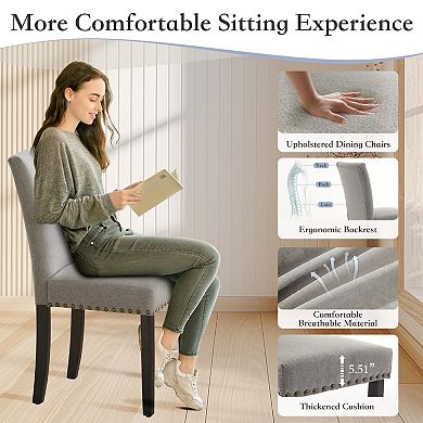 Dining Chairs Set of 2/4/6,Fabric Upholstered Parson Dining Chairs with Padded,Modern Kitchen Chairs