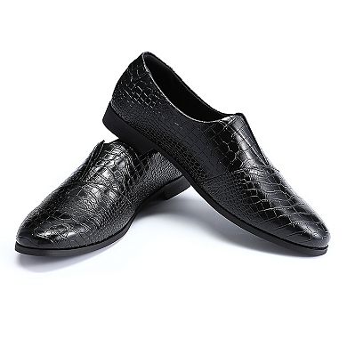 Men's Crocodile Pattern Loafers Slip-On Business Casual Shoes