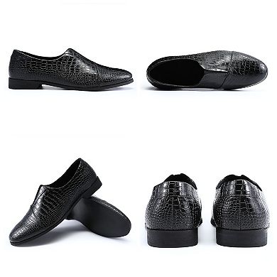 Men's Crocodile Pattern Loafers Slip-On Business Casual Shoes