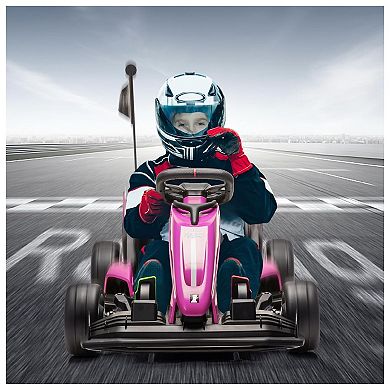 24V Electric Drift Kart for Kids, Adjustable Seat & 8.5 MPH High Speed