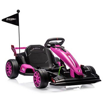 24V Electric Drift Kart for Kids, Adjustable Seat & 8.5 MPH High Speed