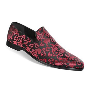 Men's Floral Loafers Slip-On Velvet Flower Embossed Casual Shoes