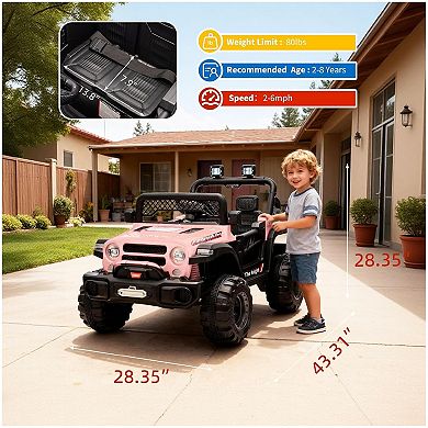 12V Kids Electric Ride-on Truck, Parent Remote Control Kids' Car 3 Speeds