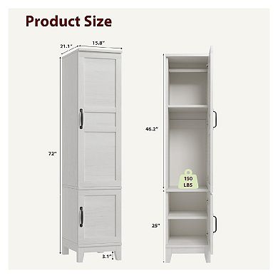 Armoire Wardrobe Closet with 2 Doors, Wooden Wardrobe Cabinet with Hanging Rod