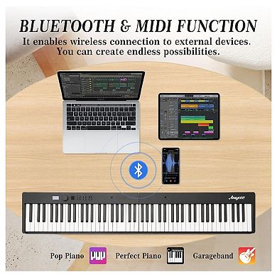 88 Key Foldable Portable Piano Compact Full-Size Electronic Keyboard with Bluetooth