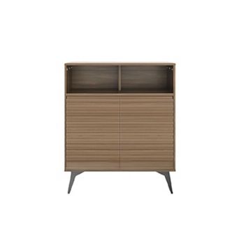Fluted Mid Century Modern Sideboard Cabinet with Metal Legs - Buffet Storage Credenza