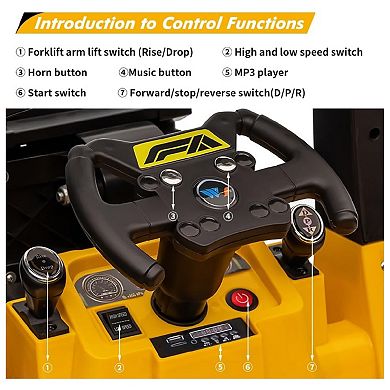 12V Ride On Forklift Toy Car for Kids, Electric Ride On Car with Remote Control