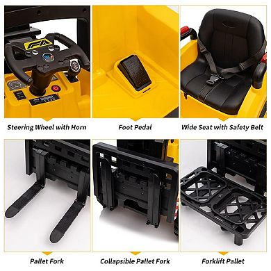 12V Ride On Forklift Toy Car for Kids, Electric Ride On Car with Remote Control