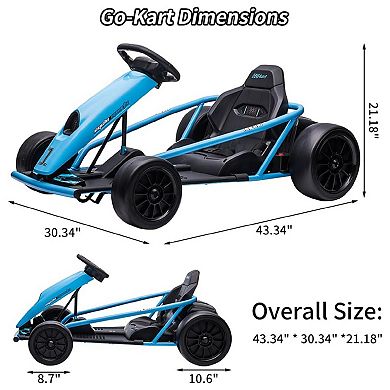 24V Electric Go Kart for Kids 8-12 Years 9Ah Large Battery, 8MPH High Speed