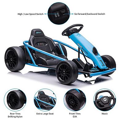24V Electric Go Kart for Kids 8-12 Years 9Ah Large Battery, 8MPH High Speed