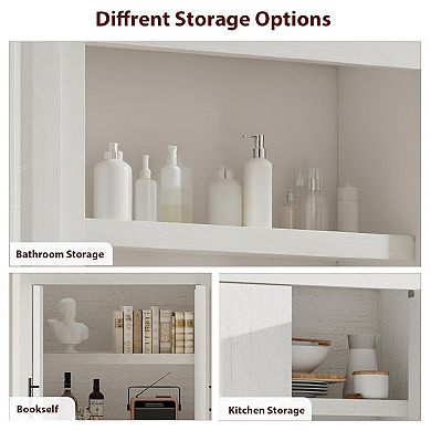 Kitchen Storage Pantry, Pantry Storage Cabinet with 4 Doors & Adjustable Shelves