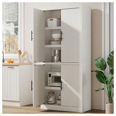 Kitchen Storage Pantry, Pantry Storage Cabinet with 4 Doors & Adjustable Shelves