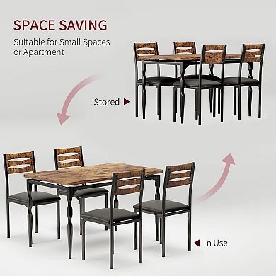 5-Piece Industrial Dining Table Set for 4,Spiral Metal Legs, Compact Furniture for Kitchen/Apartment