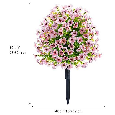 2Pcs Artificial Bushes with Ground Spike, Fake Flowers Outdoor, UV Resistant Realistic Fabric Shrubs