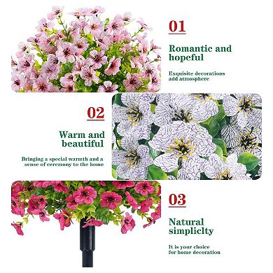 2Pcs Artificial Bushes with Ground Spike, Fake Flowers Outdoor, UV Resistant Realistic Fabric Shrubs
