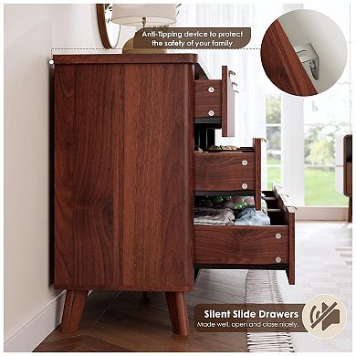 9 Drawers Dresser for Bedroom, Dressers with Curved Profile Design, Fluted Wood Drawers