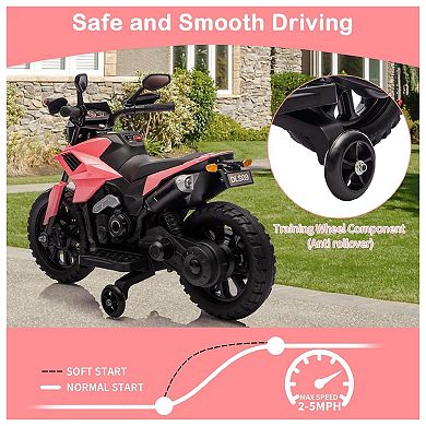 6v Motorcycle for Kids, Ride on Motorcycle with Traning Wheels, Headlight & Music