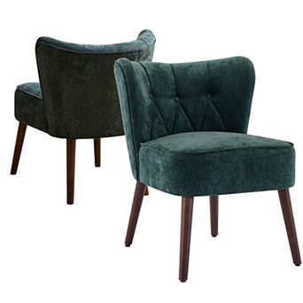 Accent Chair Living Room Chair, Armless Lounge Chair with Wood Legs Upholstered Makeup Vanity