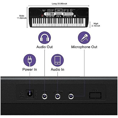 61 Key Digital Keyboard Piano Set Portable HIPS Electronic Piano with Stand, Microphone