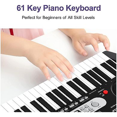 61 Key Digital Keyboard Piano Set Portable HIPS Electronic Piano with Stand, Microphone
