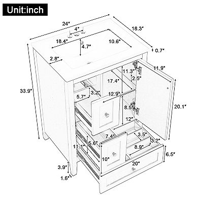 Bathroom Vanity with Adjustable Shelf and Removable Dividers