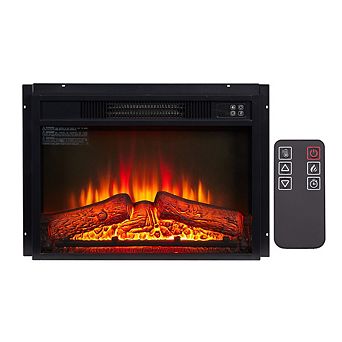23" Electric Fireplace Insert Ultra-Thin Heater with Realistic Log & Flame Remote Control Included