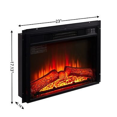 23" Electric Fireplace Insert Ultra-Thin Heater with Realistic Log & Flame Remote Control Included