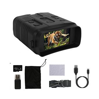 4K Night Vision Goggles 10X Zoom Binoculars with 2624ft Range, 3" Screen, WiFi, 64G Card