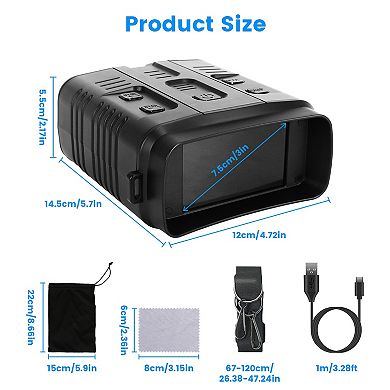 4K Night Vision Goggles 10X Zoom Binoculars with 2624ft Range, 3" Screen, WiFi, 64G Card