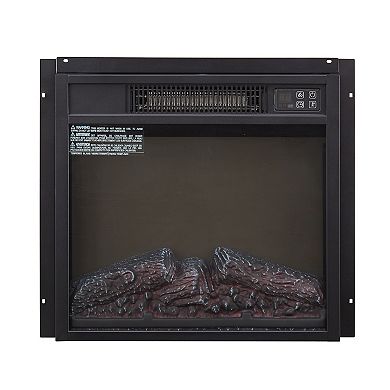 18" Electric Fireplace Insert Ultra-Thin Heater with Realistic Log & Flame Remote Control Included
