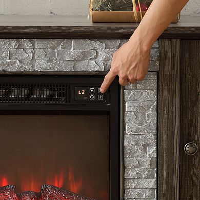 2-Door Storage cabinet with Electric Fireplace Console Cabinet