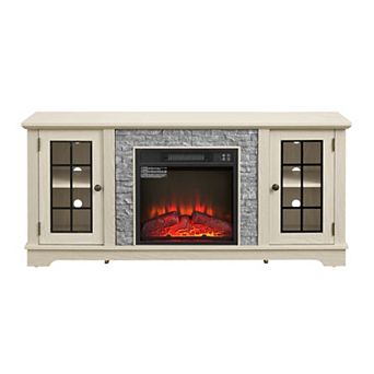 2-Door Storage cabinet with Electric Fireplace Console Cabinet