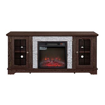 2-Door Storage cabinet with Electric Fireplace Console Cabinet