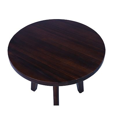 Acacia Wood Side Table with Jutting Tri-Leg Design for Living Room & Bedroom