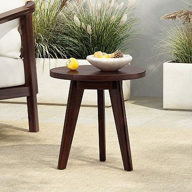 Acacia Wood Side Table with Jutting Tri-Leg Design for Living Room & Bedroom