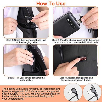 Electric USB Heated Vest for Men & Women, Thermal Jacket with 3 Adjustable Temperature Levels