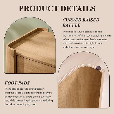 Nightstand with Charging Station Set of 2, Modern 23.6" Tall Wooden End Table with Drawer